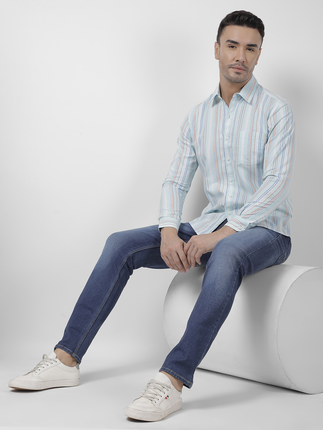 Numero Uno Men Striped Green Shirt